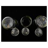 Set of 3 Vintage Glass Canisters with Floral Design and Lids