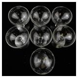 Set of 7 Vintage Etched Glass Champagne Coupes