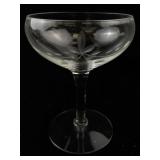 Set of 7 Vintage Etched Glass Champagne Coupes