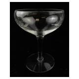 Set of 7 Vintage Etched Glass Champagne Coupes