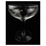 Set of 7 Vintage Etched Glass Champagne Coupes