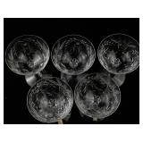 Set of 5 Fostoria Cut Wheat Tall Champagne Sherbet Glasses