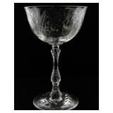 Set of 5 Fostoria Cut Wheat Tall Champagne Sherbet Glasses