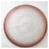 Vintage Pink Diamond Point Glass Platter