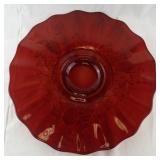 Ruby Red Pressed Glass Serving Platter with Grapevine Pattern