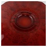 Ruby Red Pressed Glass Serving Platter with Grapevine Pattern
