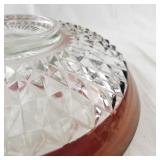 Vintage Clear and Cranberry Glass Serving Bowl