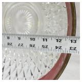 Vintage Clear and Cranberry Glass Serving Bowl