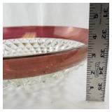 Vintage Clear and Cranberry Glass Serving Bowl