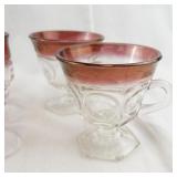 Set of 7 Indiana Glass Lexington Miniature Goblets and Punch Cups with Ruby Stain