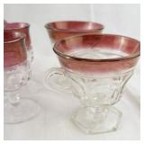 Set of 7 Indiana Glass Lexington Miniature Goblets and Punch Cups with Ruby Stain