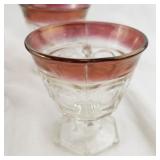 Set of 7 Indiana Glass Lexington Miniature Goblets and Punch Cups with Ruby Stain