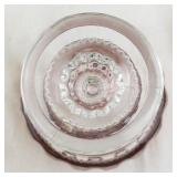 Vintage Glass Compote Dish with Ruby Red Rim and Lid