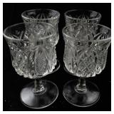 Set of 4 Pressed Glass Goblets with Decorative Pattern
