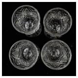 Set of 4 Pressed Glass Goblets with Decorative Pattern