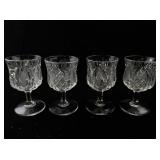 Set of 4 Pressed Glass Goblets with Decorative Pattern