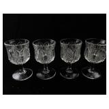 Set of 4 Pressed Glass Goblets with Decorative Pattern