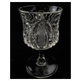 Set of 4 Pressed Glass Goblets with Decorative Pattern