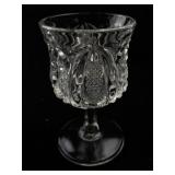 Set of 4 Pressed Glass Goblets with Decorative Pattern