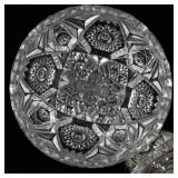 Pair of Vintage Pressed Glass Compote Dishes with Intricate Patterns