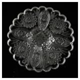 Pair of Vintage Pressed Glass Compote Dishes with Intricate Patterns