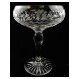 Antique French Lead Crystal Stemmed Candy Dish with Floral Etching