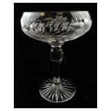 Antique French Lead Crystal Stemmed Candy Dish with Floral Etching