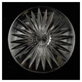 Antique French Lead Crystal Stemmed Candy Dish with Floral Etching