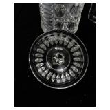 Pressed Glass Creamer, Sugar Bowl with Lid, and Tray Set