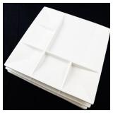 Set of 4 White Square Sectioned Dinner Plates