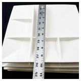 Set of 4 White Square Sectioned Dinner Plates