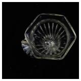 Vintage Clear Glass Cornucopia Vase with Ribbed Design