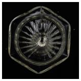 Vintage Clear Glass Cornucopia Vase with Ribbed Design