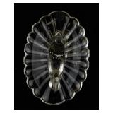 Vintage Clear Glass Cornucopia Vase with Ribbed Design
