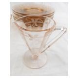 Vintage Pink Depression Glass Tableware Set with Plates, Creamer, Sugar Bowls and Divided Tray