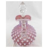 Victorian Pink Opalescent Hobnail Glass Cruet with Stopper - Cracked Spout
