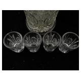 Vintage Pressed Glass Water Pitcher with 4 Matching Tumblers