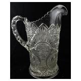 Vintage Pressed Glass Water Pitcher with 4 Matching Tumblers