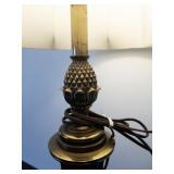 Vintage Brass and Black Table Lamp with Pleated Shade