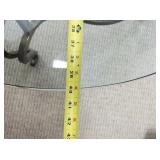 Round Glass Top Coffee Table with Ornate Metal Base