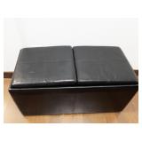 Black Faux Leather Storage Ottoman with Removable Lids and Stools
