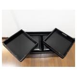 Black Faux Leather Storage Ottoman with Removable Lids and Stools