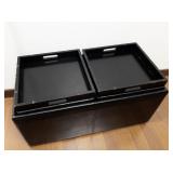 Black Faux Leather Storage Ottoman with Removable Lids and Stools