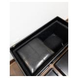 Black Faux Leather Storage Ottoman with Removable Lids and Stools