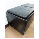 Black Faux Leather Storage Ottoman with Removable Lids and Stools
