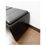 Black Faux Leather Storage Ottoman with Removable Lids and Stools