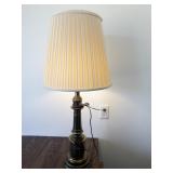 Vintage Brass Table Lamp with Pleated Fabric Shade
