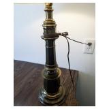 Vintage Brass Table Lamp with Pleated Fabric Shade