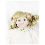 Heritage Mint Collection Porcelain Doll with Blonde Hair and Victorian Dress