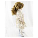 Sweetheart Collection Porcelain Doll with Curly Hair and Floral Dress